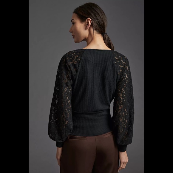 Anthropologie Lace-Sleeve Sweater Top - Picture 4 of 16